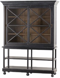 Kredens Rimir 160x50x220 old black & natural, 160 x 50 x 220 cm