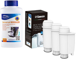 Zestaw Philips - Filtr Philips Intenza+ CA6702 3szt, Uniwersalny Odkamieniacz 250ml