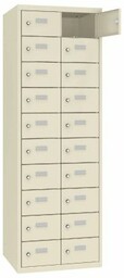 Metalowa szafa śniadaniowa kremowa 20 skrytek MSUS 3210 - 30 cm głębokość