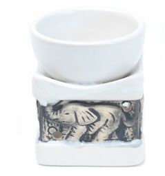 Kominek Zapachowy Ceramiczny Słonie Biały