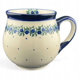 Kubek czeski, baryłka 350 ml Jagody jagódki dek. 150B Ceramika Bolesławiec