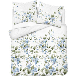 Pościel flanelowa biała w niebieskie kwiaty PCB-246