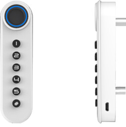 Zamek szyfrowy z czytnikiem linii papilarnych F021, aluminium, biały