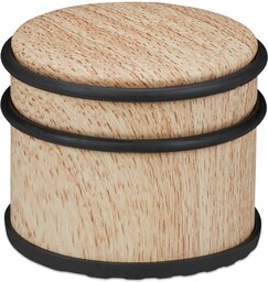 Relaxdays Stoper do drzwi i okien, do ciężkich drzwi i okien, stal nierdzewna i guma, wygląd drewna, wysoki odbojnik podłogowy, Ø 9,5 cm, jasnobrązowy, 1 sztuka