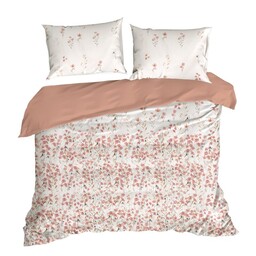 Eurofirany Pościel bawełniana 220x200 Sonia biała beżowa kwiaty