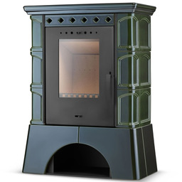 Piec kominek kaflowy wolnostojący koza ATOL 10 kW kolor olive