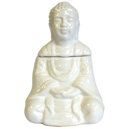 Kominek Zapachowy Ceramiczny Siedzący Budda, Biały
