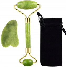 Płytka gua sha jadeit+masażer jadeitowy