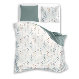 Faro Pościel bawełniana 160x200 Cottage 018 kremowa szałwiowa kwiaty