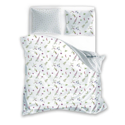 Faro Pościel bawełniana 140x200 Cottage 016 biała kolorowa kwiaty poszewka 70x90
