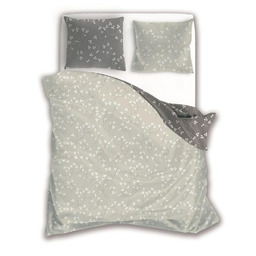 Faro Pościel bawełniana 160x200 szara grafitowa gałązki kwiatki 007 Fashion 23