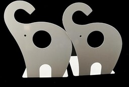 Śliczny słoń podpórka do książek dla dzieci, metalowa podpórka do książek, do pokoju dziecięcego, dekoracja (biała)