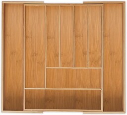 Relaxdays bambusowy organizer do szuflady kuchennej wkład na sztućce rozsuwany 7 lub 9 przegródek 7,5x49,5x44,5 cm