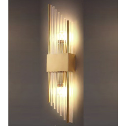 Slash - Duży Kinkiet Kryształowy 55cm, 2x E14, Mosiądz Złoto