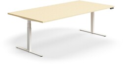 Stół konferencyjny z regulacją wysokości, prostokątny, 2400x1200 mm, biała rama, brzoza