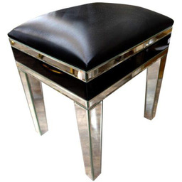 TABORET lustrzane nogi czarne materiałowe siedzisko styl glamour