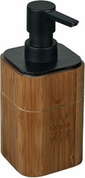 WENKO Dozownik mydła Serro, bambusowy dozownik do wielokrotnego napełniania, na ok. 200 ml mydła w płynie, wkład z tworzywa sztucznego, czarny