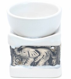 Kominek Zapachowy Ceramiczny Słonie Biały