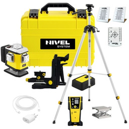 Laser krzyżowy NIVEL SYSTEM CL5R poziomica czerwony ZESTAW + Trójnóg SJJ-M1 EX + Czujnik CLS-5