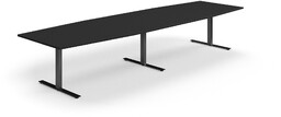 Stół konferencyjny QBUS, kształt łodzi, 4000x1200 mm, rama T, czarny, czarny