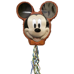 Disney Myszka Miki w kształcie bębna Pinata - brązowy i czarny karton i papierowa dekoracja imprezowa (1 szt.) - idealna na urodziny, baby shower i imprezy tematyczne