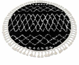 Dywan BERBER ETHNIC G3802 koło czarny / biały Frędzle berberyjski marokański shaggy koło 160 cm
