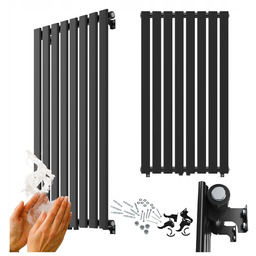 Grzejnik pionowy ozdobny 1100x600 Czarny kaloryfer 737W panelowy Fero