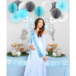Zestaw Dekoracje Na Baby Shower Dla Chłopca Niebieski