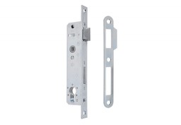 Zamek wpuszczany HOBES K411, 90/25 WB z zaczepem, ocynk biały