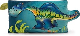 NICI poduszka dinozaur Snackilus, puszysta poduszka przytulanka dla chłopców, dziewczynek, niemowląt i miłośników pluszaków, idealna do domu, przedszkola lub w podróży, 43 x 25 cm, niebieska - 61575