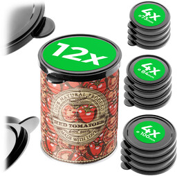 Zestaw pokrywek na puszki Oizon 100mm 84mm 73mm czarny 12 szt.