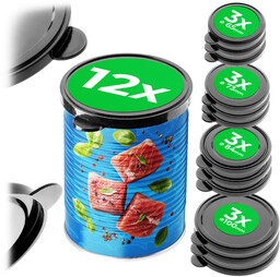 Zestaw pokrywek na puszki Oizon 100mm 84mm 73mm 65mm czarny 12 szt.