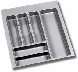 Emuca - Organizer sztućców, organizer do szuflady kuchennej, tacka na sztućce, 6 przegródek, moduł 50 cm, plastik, szary