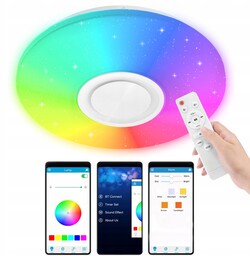 Lampa plafon Led Rgb Kolorowa Głośnik Bluetooth 60w Pilot Aplikacja Smart