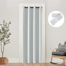 SHINELAND Zasłona drzwiowa z białego popiołu do drzwi wewnętrznych, pasuje do otworów 61, 70, 81, 80 cm, długość 201 cm, alternatywa dla drzwi harmonijkowych 198-200 cm, drzwi do stodoły, drzwi