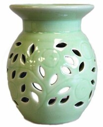 Kominek Zapachowy Ceramiczny Kwiat Zielony