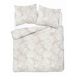 Detexpol Pościel bawełniana 160x200 Beżowa w liście tropikalny wzór, 100% bawełna - 5335 B - Soft Meadow