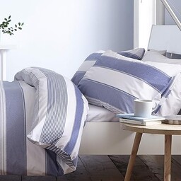 Catherine Lansfield New Quay Stripe Blue komplet pościeli 135 x 200 + 80 x 80 cm (para)