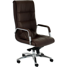 Fotel biurowy Nexus SN3, skórzany, w kolorze brązowym, elegancki