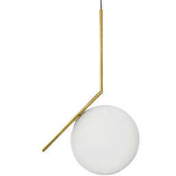Mleczna kula 20cm - nowoczesna lampa wisząca mosiądz, złoty