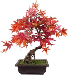 Leaf Sztuczne małe drzewko bonsai, 50 cm czerwone Acer Bonsai, 50 cm