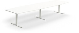 Stół konferencyjny QBUS, kształt łodzi, 4000x1200 mm, rama T, biały, biały