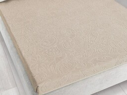 Zwoltex Prześcieradło frotte bez gumki 175x220 Tulipan Sepia beżowe 5908 żakardowe