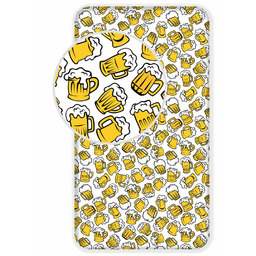 Jerry Fabrics Prześcieradło bawełniane z gumką 90x200 piwo kufle kufel piwa 8803 młodzieżowe na prezent