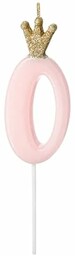 Świeca w kształcie numeru 0 na tort urodzinowy, różowa świeca ze złotym brokatem dla dziewczynki, Baby Shower, Party Narodziny, Gender Reveal Party, Rocznica ślubu