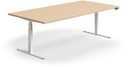 Stół konferencyjny z regulacją wysokości, prostokątny, 2400x1200 mm, biała rama, dąb