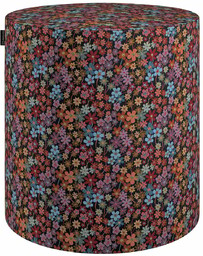 Puf Barrel, kolorowe kwiaty na czarnym tle, ø40, wys. 40 cm, Intenso Premium