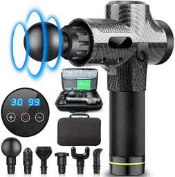 Pistolet Do Masażu Wibracyjny Masażer Carbon Gun 6 Końcówek