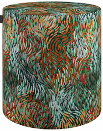 Puf Barrel, abstrakcyjny zielono-pomarańczowy wzór , ø40, wys. 40 cm, Intenso Premium