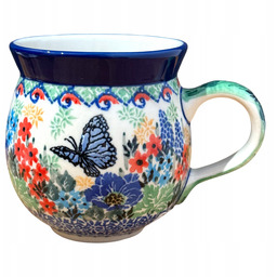 Kubek czeski, baryłka Motyl Unikat 330 ml dek. U4864 Ceramika Bolesławiec
